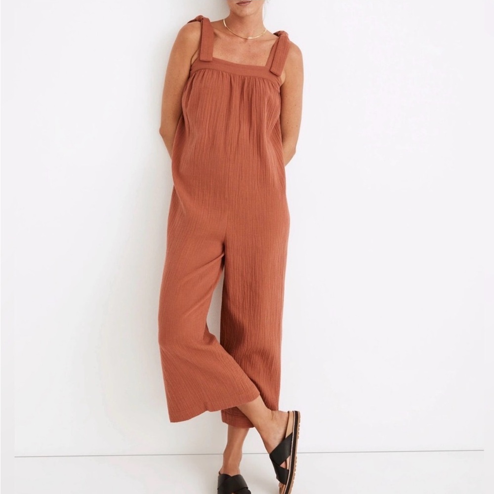Madewell Lightestspun Tie-Strap Cover-Up Jumpsuit Cottom Gauze